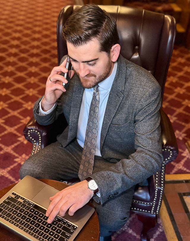 Timotei Raveica taking a call