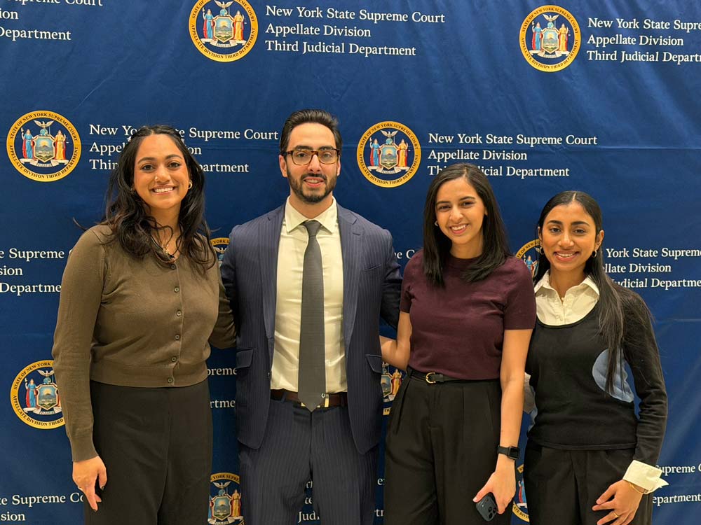 Shawn Lowe Desai, Ayila Arshad, Aarya Raj and Sadhna Ramanathan at the New York State Supreme Court, Appellate Division